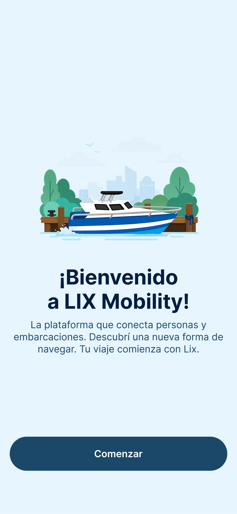 Pantalla de bienvenida